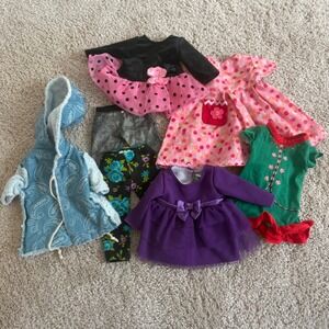 18" Doll Clothes Lot of 7: 4‎ Dresses 2 Pants 1 Coat Fits Our Generation Style